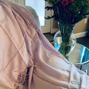 Pale lilac purple fringed scarf shawl